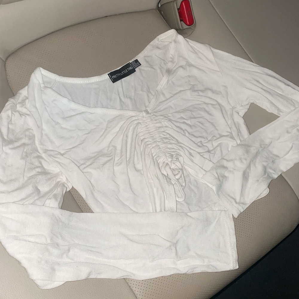 ruched tie front crop top